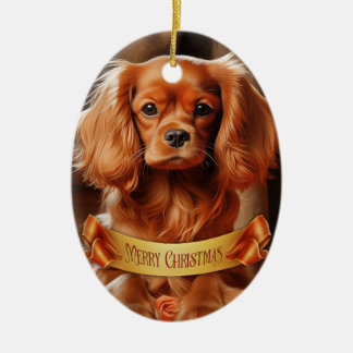 Ruby Cavalier King Charles Spaniel Ceramic Tree Decoration