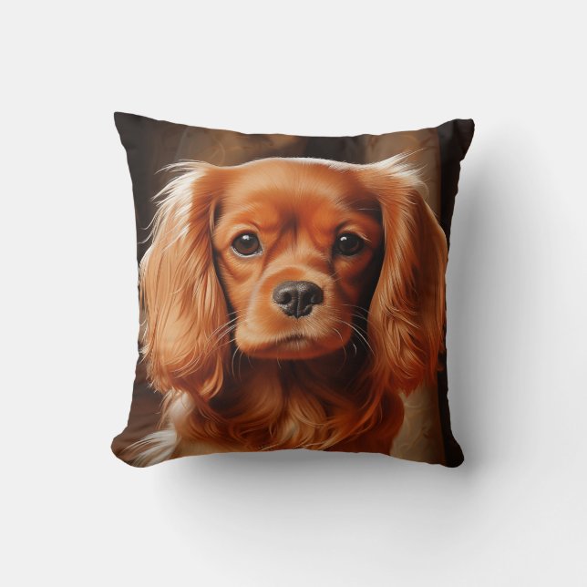 Ruby Cavalier King Charles Spaniel Cushion (Front)