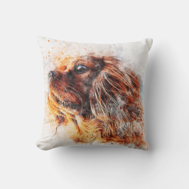 Ruby Cavalier King Charles Spaniel Dog Cushion (Front)
