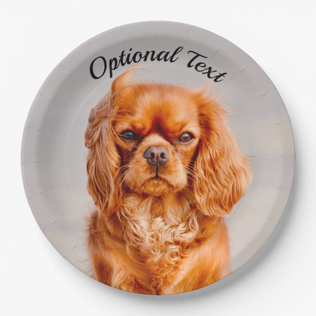 Ruby Cavalier King Charles Spaniel Dog Paper Plate (Front)