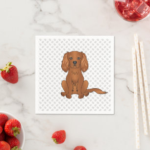 Ruby Cavalier King Charles Spaniel Dog & Paws Napkin