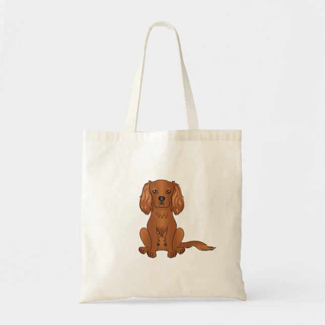 Ruby Cavalier King Charles Spaniel Dog Sitting Tote Bag (Front)