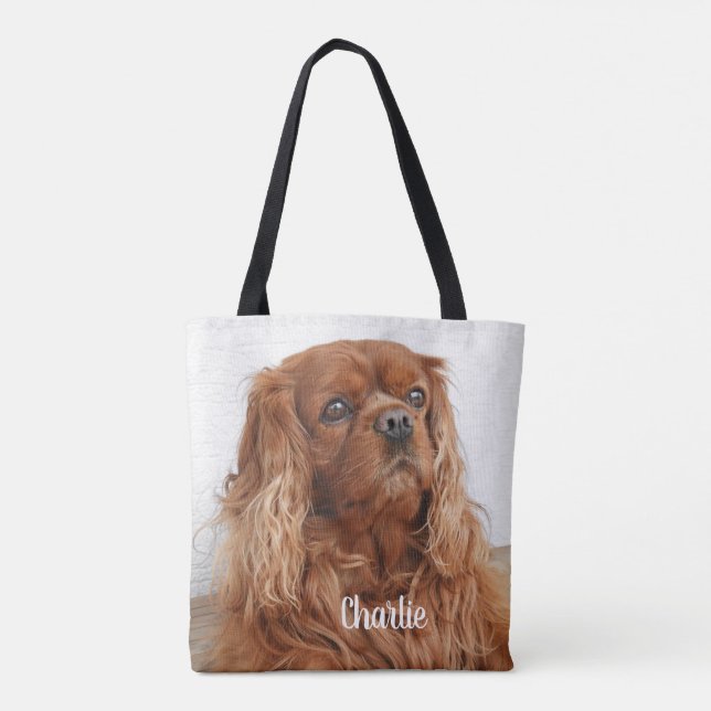 Ruby Cavalier King Charles Spaniel Dog Tote Bag (Back)
