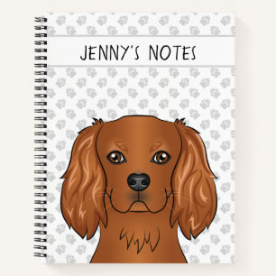 Ruby Cavalier King Charles Spaniel Head & Text Notebook