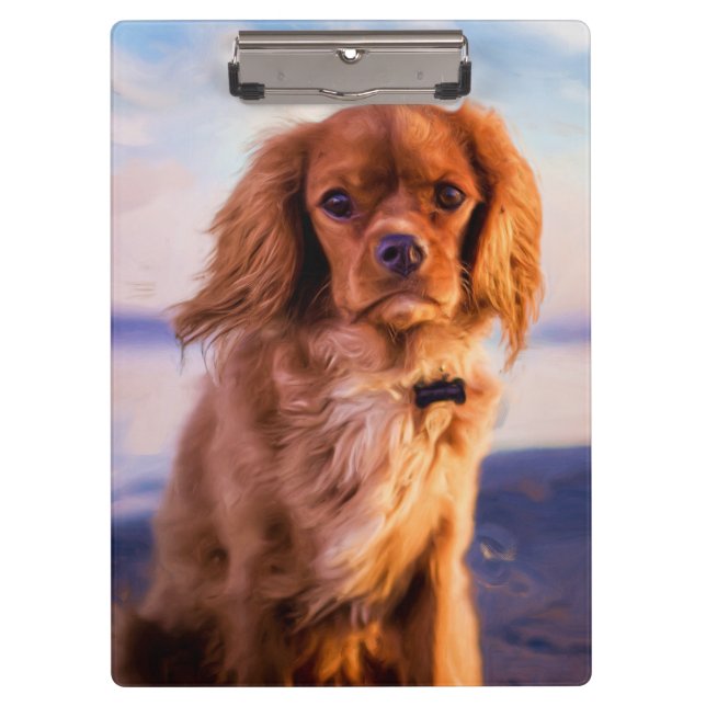 Ruby Cavalier King Charles Spaniel Puppy Dog Clipboard (Front)