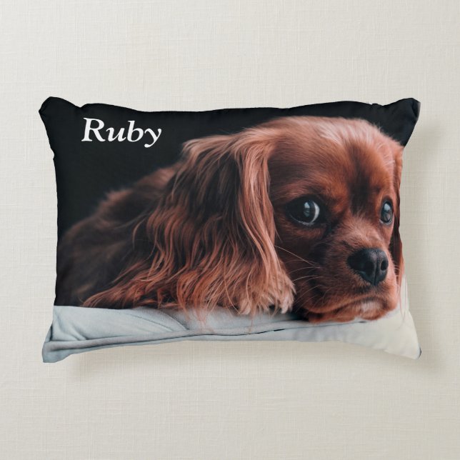 Ruby Cavalier King Charles Spaniel Puppy Dog Decorative Cushion (Front)