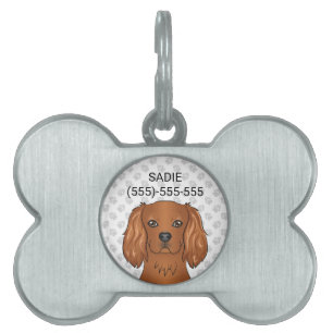 Ruby Cavalier King Charles Spaniel & Text Pet ID Tag
