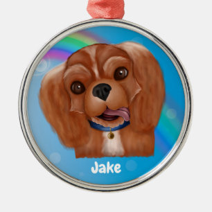 Ruby Cavalier Pet Loss Ornament- Customisable  Metal Tree Decoration