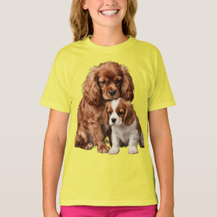 Ruby Cavalier Spaniel and her Blenheim puppy T-Shirt