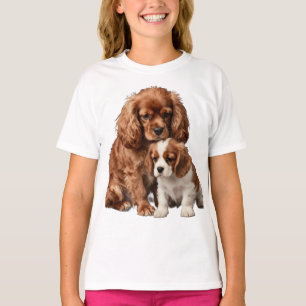 Ruby Cavalier Spaniel and her Blenheim puppy T-Shirt