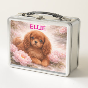 Ruby cavalier spaniel, Springtime Bloom Metal Lunch Box