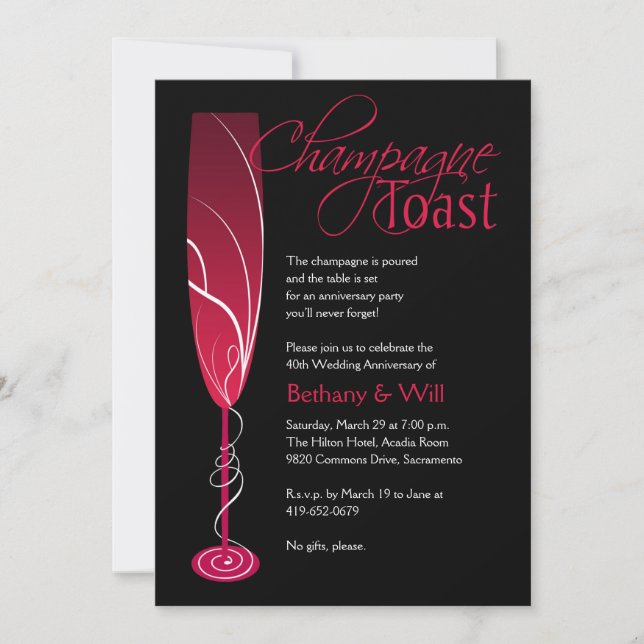 Ruby Champagne Toast Invitation (Front)