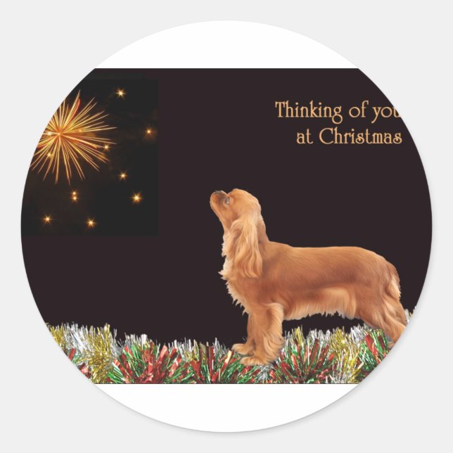 Ruby Christmas Cavalier Classic Round Sticker (Front)