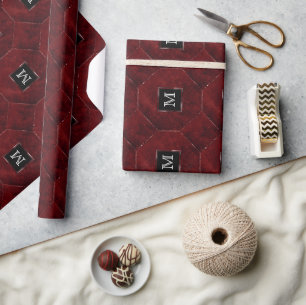 Ruby Crimson Red   Classic Grunge Monogram Wrapping Paper