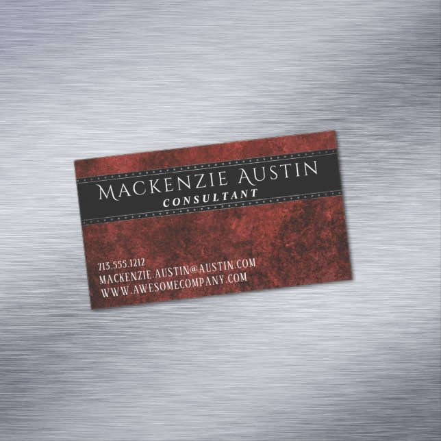 Ruby Crimson Red | Classic Grunge Professional Magnetic Business Card (In Situ)