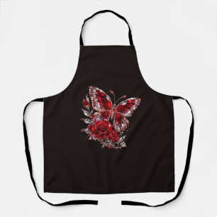 Ruby Crystal Butterfly & Rose Apron