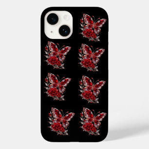Ruby Crystal Butterfly & Rose Case-Mate iPhone 14 Case