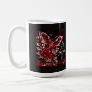 Ruby Crystal Butterfly & Rose Coffee Mug