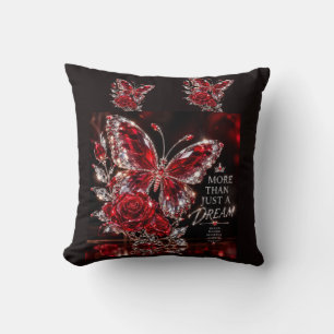Ruby Crystal Butterfly & Rose Cushion