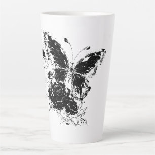 Ruby Crystal Butterfly & Rose Latte Mug