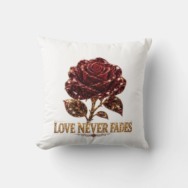 Ruby Crystal Rose – Love Never Fades Cushion (Front)