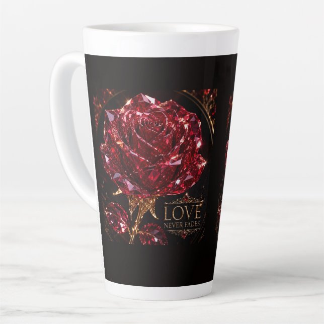 Ruby Crystal Rose – Love Never Fades Latte Mug (Left Angle)