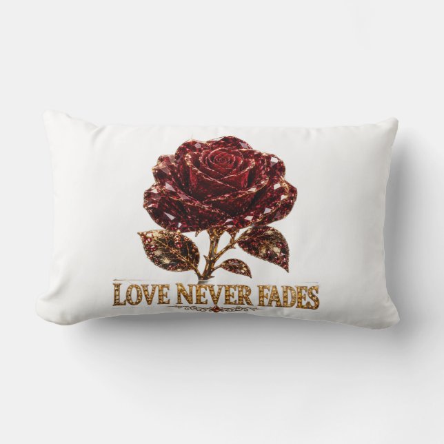Ruby Crystal Rose – Love Never Fades Lumbar Cushion (Front)