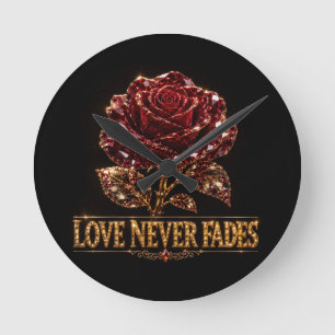 Ruby Crystal Rose – Love Never Fades Round Clock