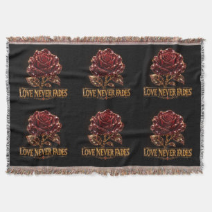 Ruby Crystal Rose – Love Never Fades Throw Blanket