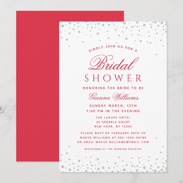Ruby Diamonds Modern Luxury Bridal Shower Invitation (Front/Back)