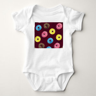 Ruby Doughnuts: Watercolor Seamless Pattern. Baby Bodysuit