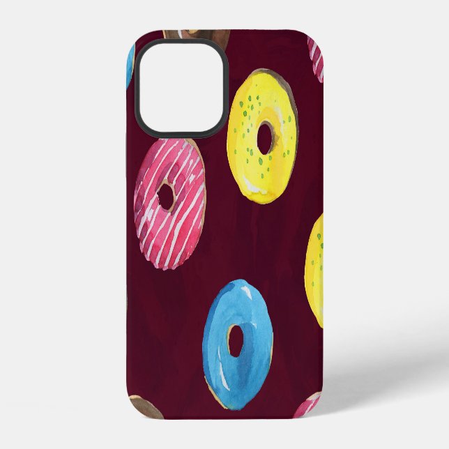 Ruby Doughnuts: Watercolor Seamless Pattern. iPhone Case (Back)