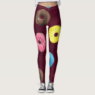 Ruby Doughnuts: Watercolor Seamless Pattern. Leggings