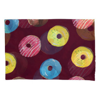 Ruby Doughnuts: Watercolor Seamless Pattern. Pillowcase