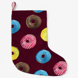 Ruby Doughnuts: Watercolor Seamless Pattern. Small Christmas Stocking