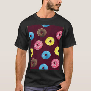 Ruby Doughnuts: Watercolor Seamless Pattern. T-Shirt
