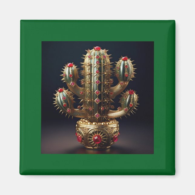 Ruby Encrusted Saguaro  Magnet (Front)