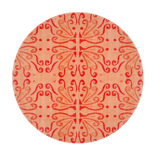 Ruby Floral: Tribal Geometric Pattern. Cutting Board (Front)