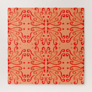 Ruby Floral: Tribal Geometric Pattern. Jigsaw Puzzle