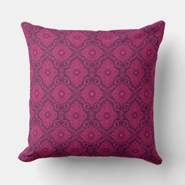 Ruby flower arabesque floral pattern cushion (Front)