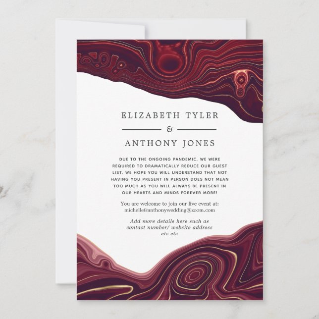 Ruby Garnet and Gold Agate Reduced Guest List Announcement (Front)