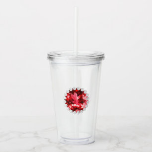 Ruby Gemstone and Pearls Acrylic Tumbler