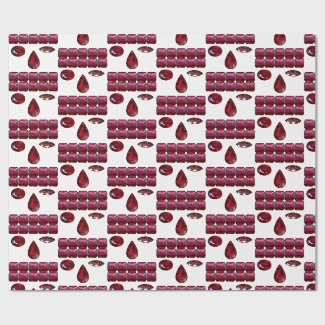 Ruby Gemstone Face Pattern Red Wrapping paper (Flat)
