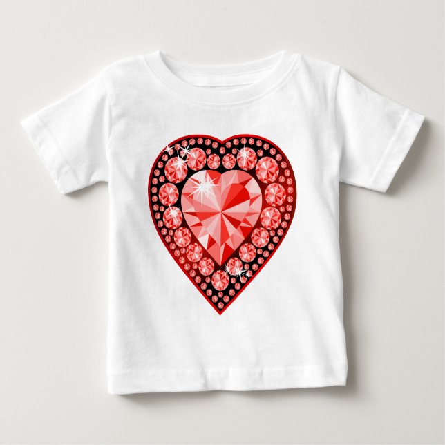 Ruby Gemstone Heart Baby T-Shirt (Front)