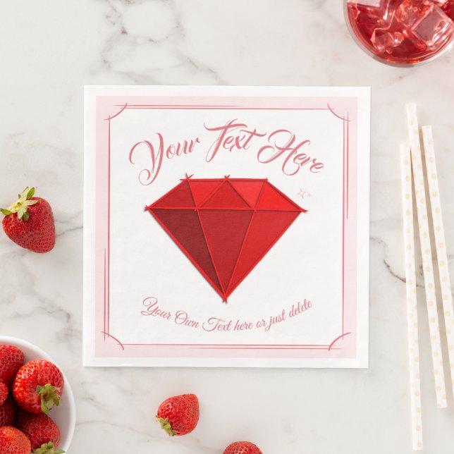 Ruby Gemstone. Jewellery. 40 Wedding Anniversary Napkin (Insitu)