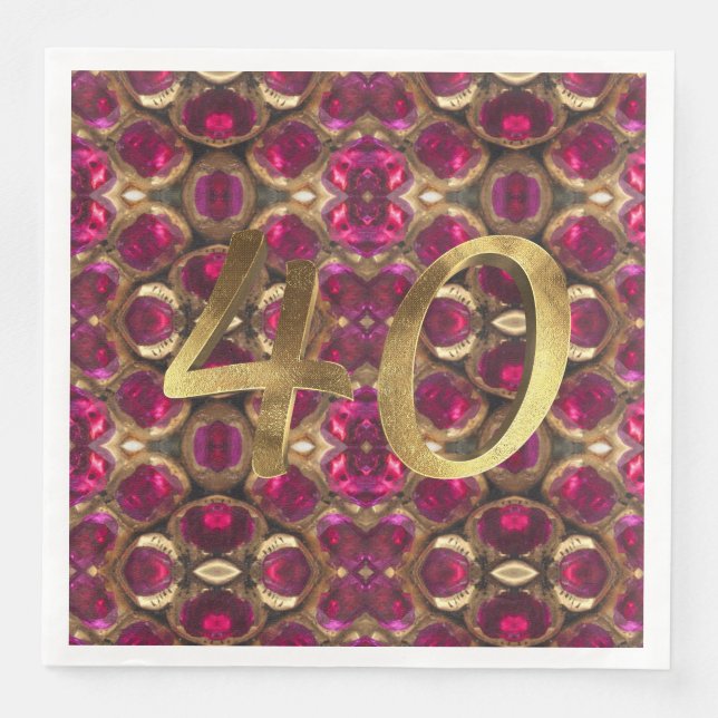 Ruby Gemstone Pattern 40th Wedding Anniversary Napkin (Front)