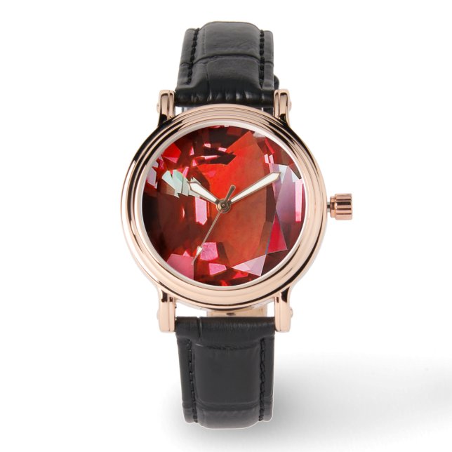 Ruby Gemstone Red Watch (Front)
