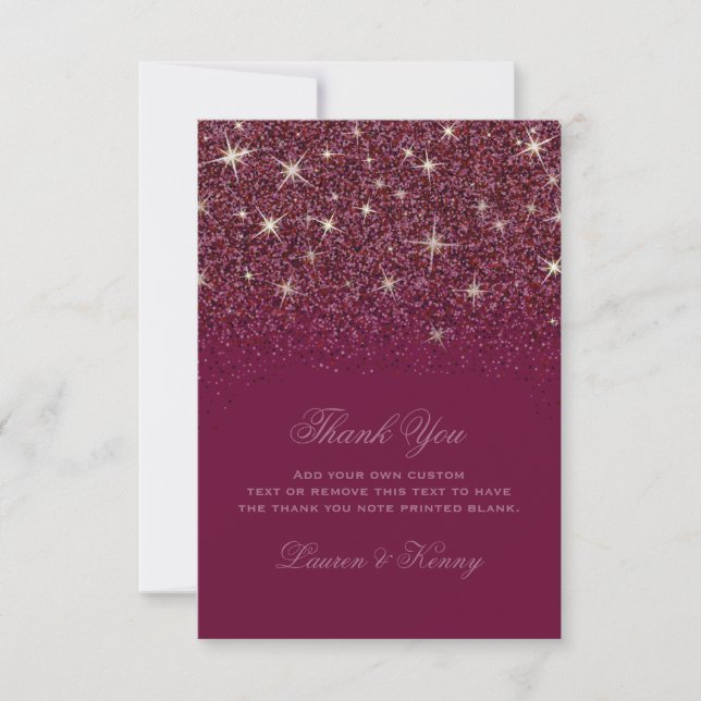 Ruby Glitz Glitter Thank You Cards (Front)