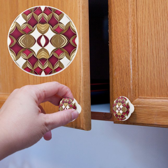 Ruby Gold and White Ceramic Knob (Creator Uploaded)