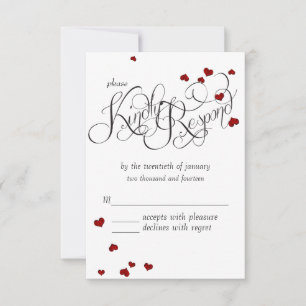 Ruby Heart Confetti Wedding RSVP Card